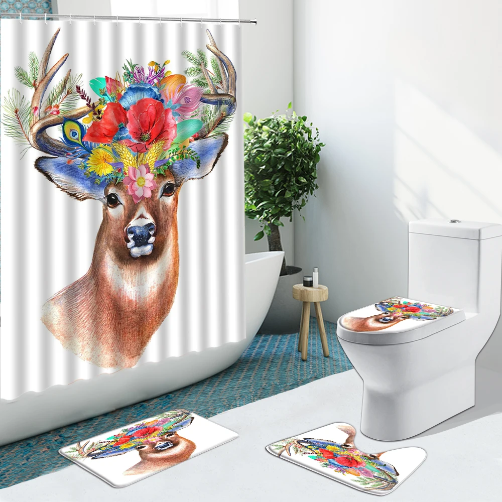 Creative Antlers Flower Shower Curtain Butterfly Elk Fruit Non-Slip Flannel Rug Toilet Cover Bathroom Set Bath Mat Indoor Decor
Creative Antlers Flower Shower Curtain Butterfly Elk Fruit Non-Slip Flannel Rug Toilet Cover Bathroom Set Bath Mat Indoor Decor