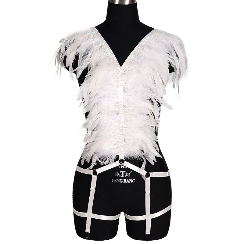 Feather Chest Sculpting Women Harness Underwear Set Bra Punk Body Suspenders Lingerie Garter Belt Stockings Sexy Festival Rave
Feather Chest Sculpting Women Harness Underwear Set Bra Punk Body Suspenders Lingerie Garter Belt Stockings Sexy Festival Rave
