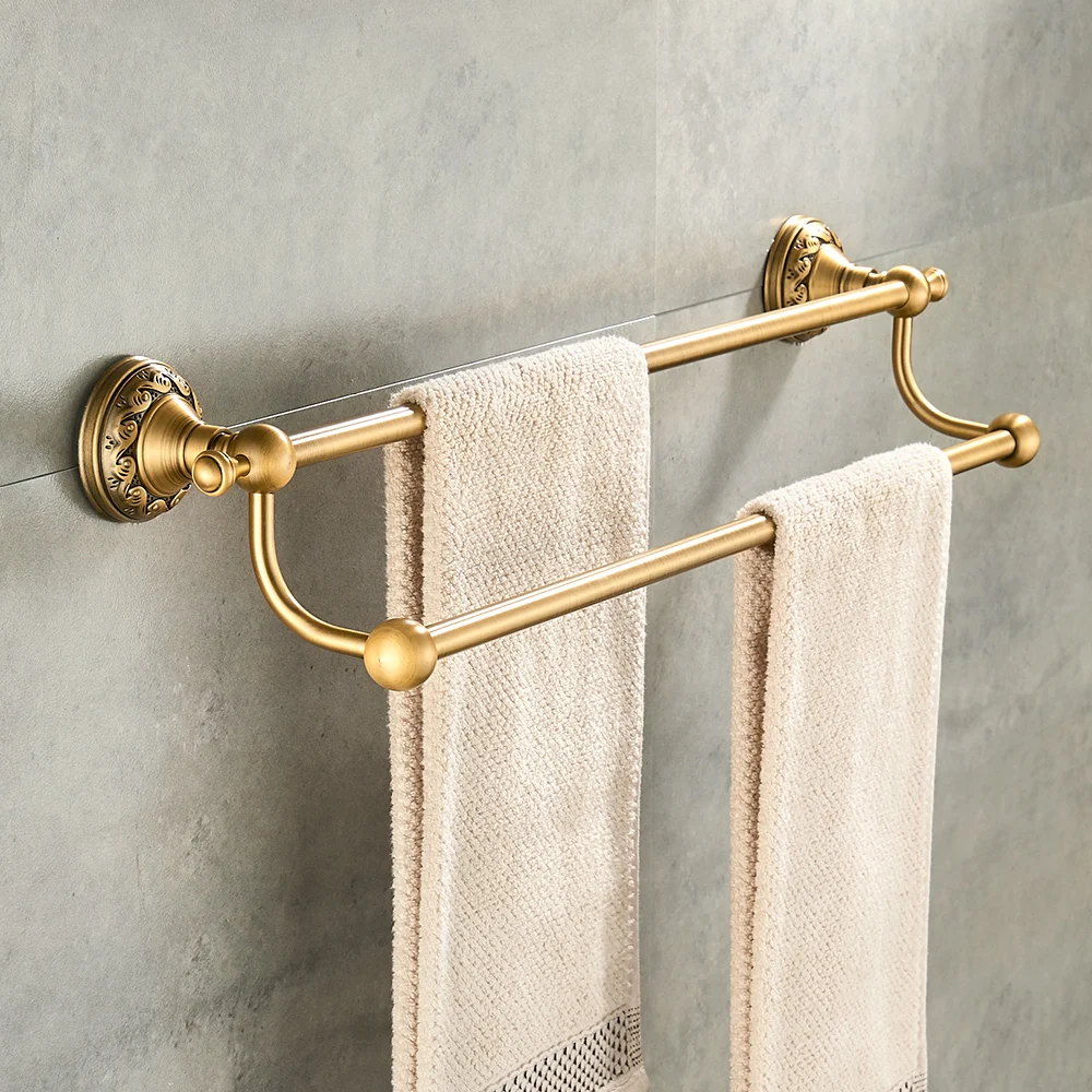 

Bathroom Accessories Antique Brass Towel Bar Cup Holders Roll Paper Holder Soap Dish Hairdryer Rack