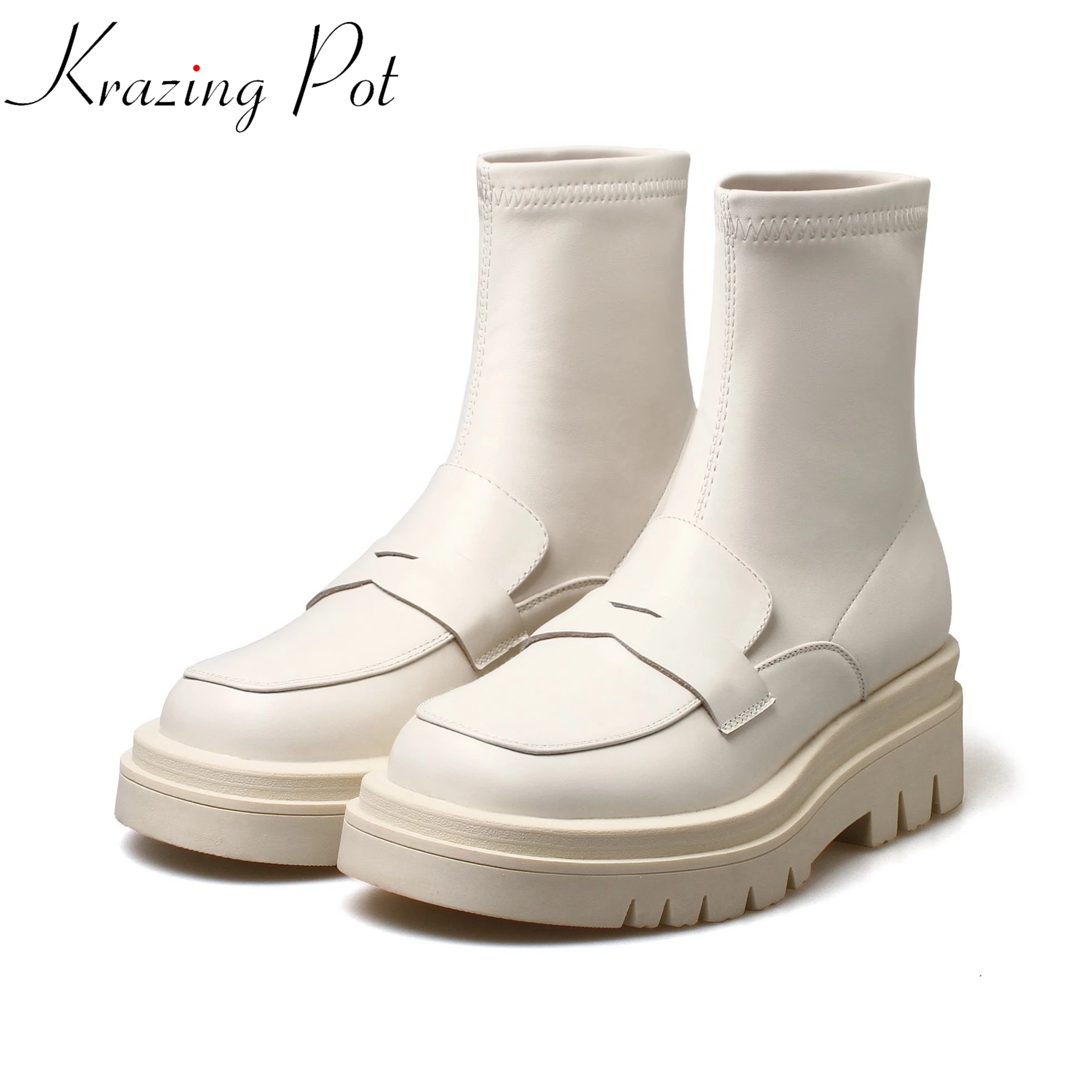 Krazing pot cow leather winter round toe western boots med heels platform artistic tailoring plus size 44 stretch ankle boots 
Krazing pot cow leather winter round toe western boots med heels platform artistic tailoring plus size 44 stretch ankle boots