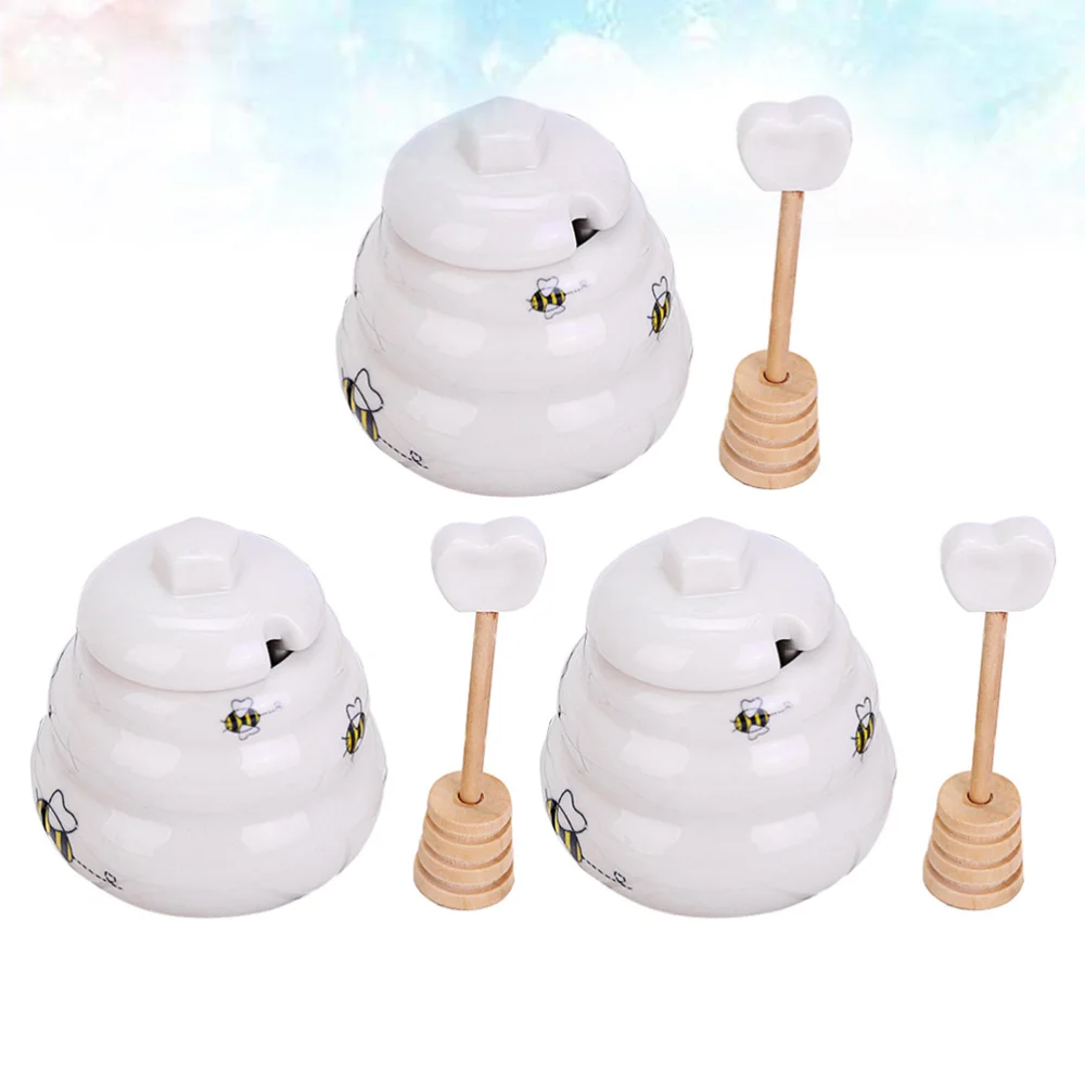 3PCS Ceramic Honey Pot Creative Jam Jar Set with Dipper and Lid for Home Kitchen Gift
3PCS Ceramic Honey Pot Creative Jam Jar Set with Dipper and Lid for Home Kitchen Gift