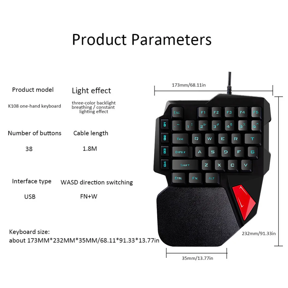 Technology Mini Gaming Keyboard One-Handed Mechanical Feeling Keyboard for PUGB Mobile Game PC Laptop Computer
Technology Mini Gaming Keyboard One-Handed Mechanical Feeling Keyboard for PUGB Mobile Game PC Laptop Computer