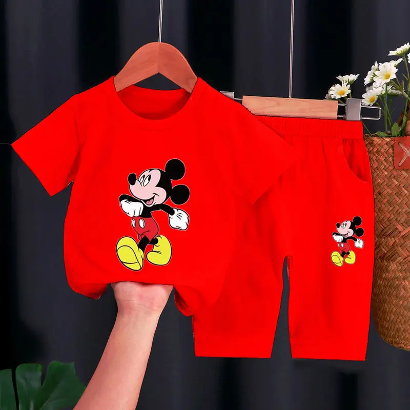 Disney Children's Two-Piece Suit Mickey Print Short-Sleeved Top Shorts Clothing Cartoon Print Cute Round Neck Cotton T-Shirts
Disney Children's Two-Piece Suit Mickey Print Short-Sleeved Top Shorts Clothing Cartoon Print Cute Round Neck Cotton T-Shirts