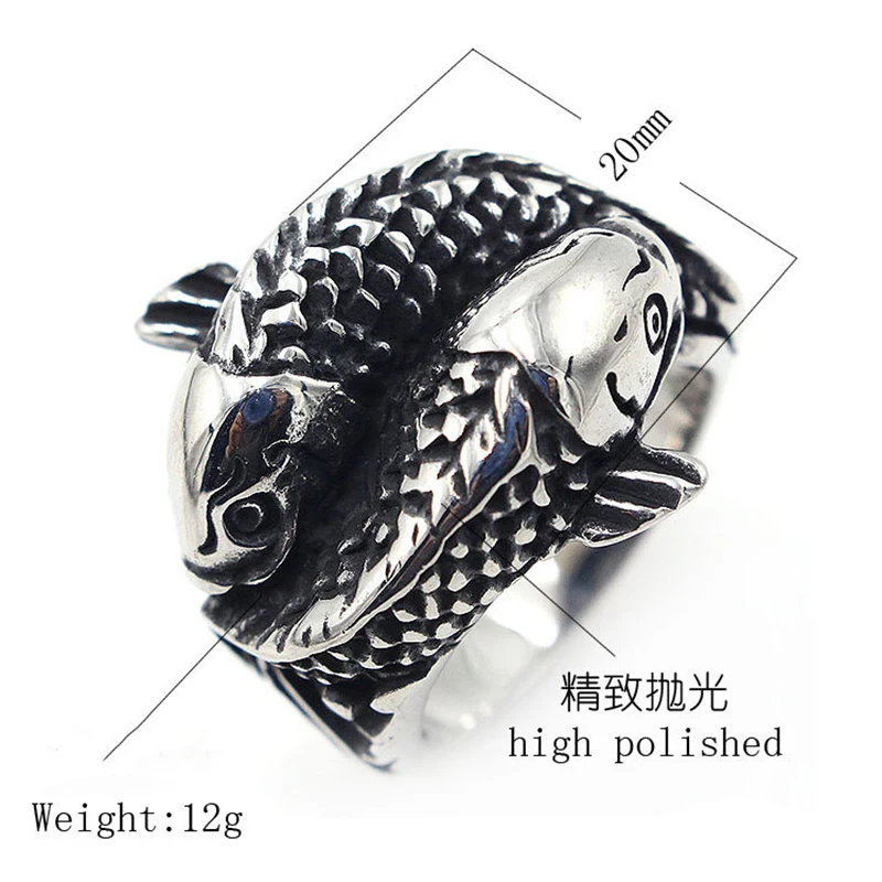 Titanium Steel Vintage Rings Lithium Fish Ring Retro Style Stainless Steel Punk Men Acessories
Titanium Steel Vintage Rings Lithium Fish Ring Retro Style Stainless Steel Punk Men Acessories