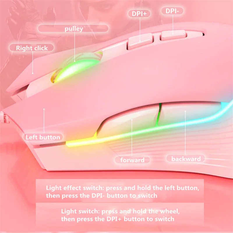 New product Onikuma cw905 pink girl gaming mouse wired mechanical game dedicated RGB computer mouse 6-speed DPI
New product Onikuma cw905 pink girl gaming mouse wired mechanical game dedicated RGB computer mouse 6-speed DPI