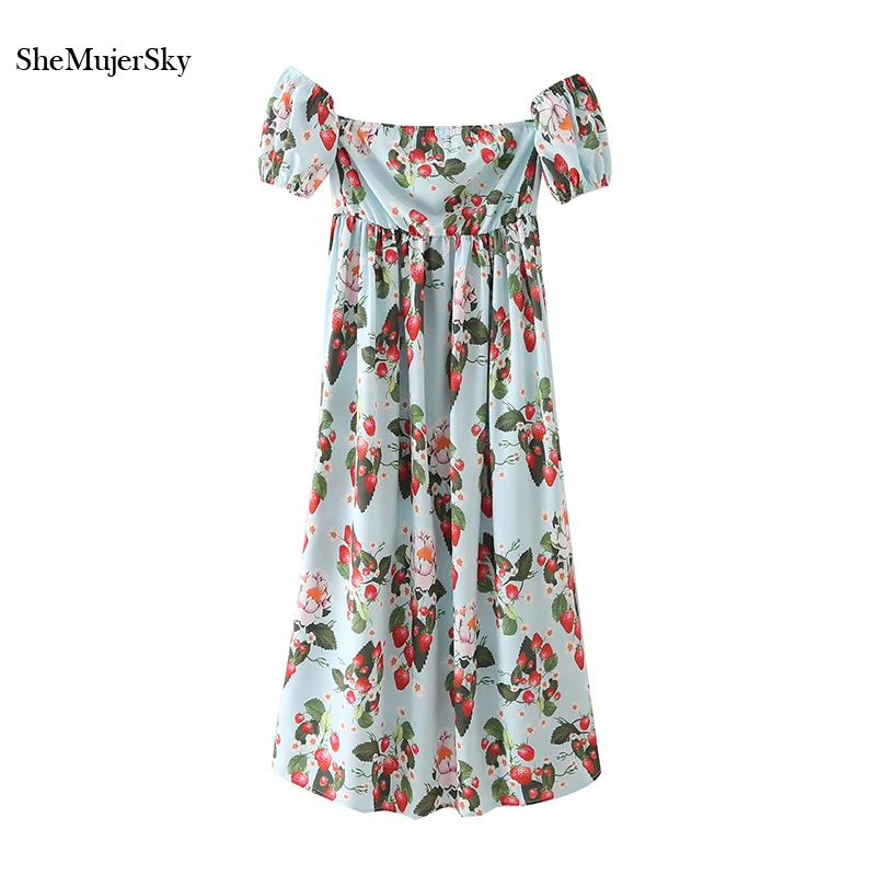 SheMujerSky Summer Strawberry Print Midi Dress Women Off Shoulder Short Sleeve Backless Dresses 2021 robe femme
SheMujerSky Summer Strawberry Print Midi Dress Women Off Shoulder Short Sleeve Backless Dresses 2021 robe femme