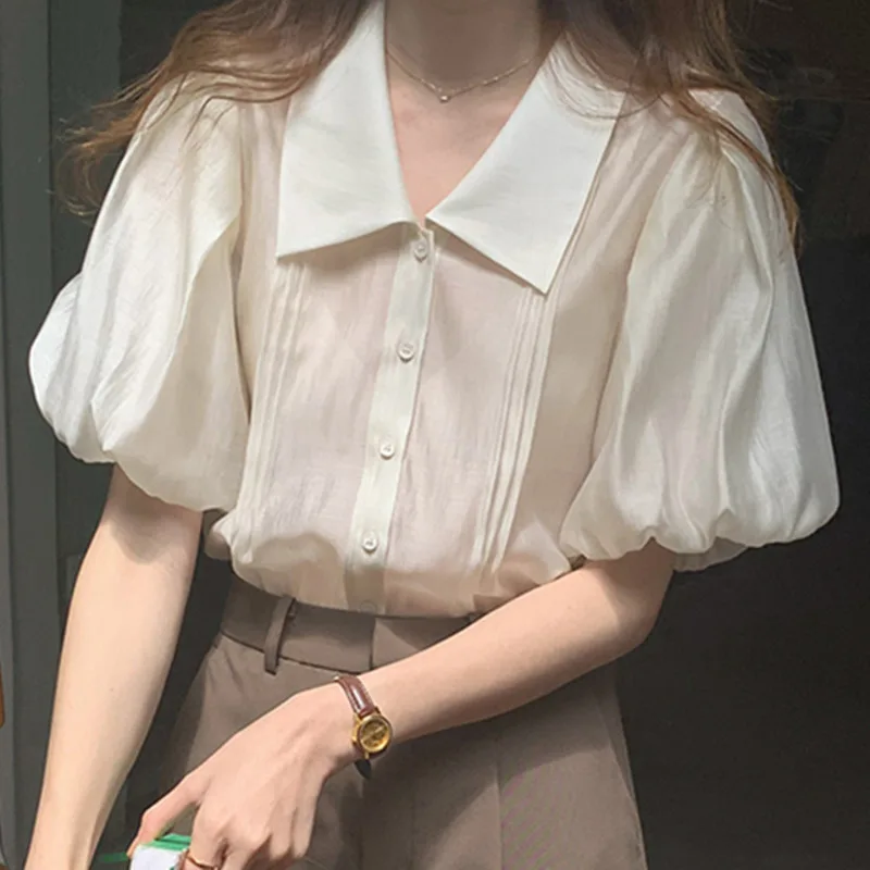 French Bubble Sleeve Shirt Women's Thin 2021 Summer New Style Short Sleeve Gentle Super Fairy Lapel Top
French Bubble Sleeve Shirt Women's Thin 2021 Summer New Style Short Sleeve Gentle Super Fairy Lapel Top