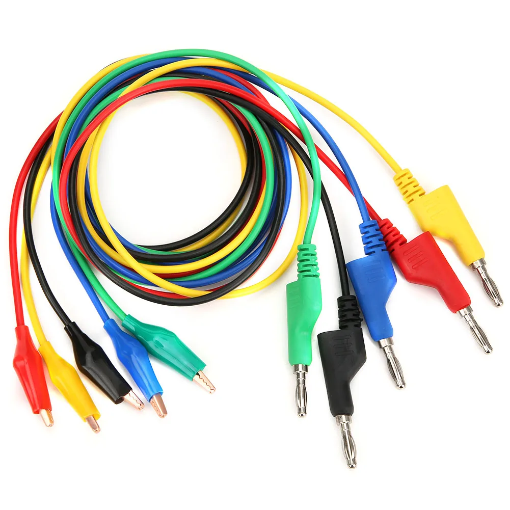 P1044 5Pcs 4mm 1m Stackable Banana Plug to Clip Test Lead Testing Cable Wire for Multimeter
P1044 5Pcs 4mm 1m Stackable Banana Plug to Clip Test Lead Testing Cable Wire for Multimeter