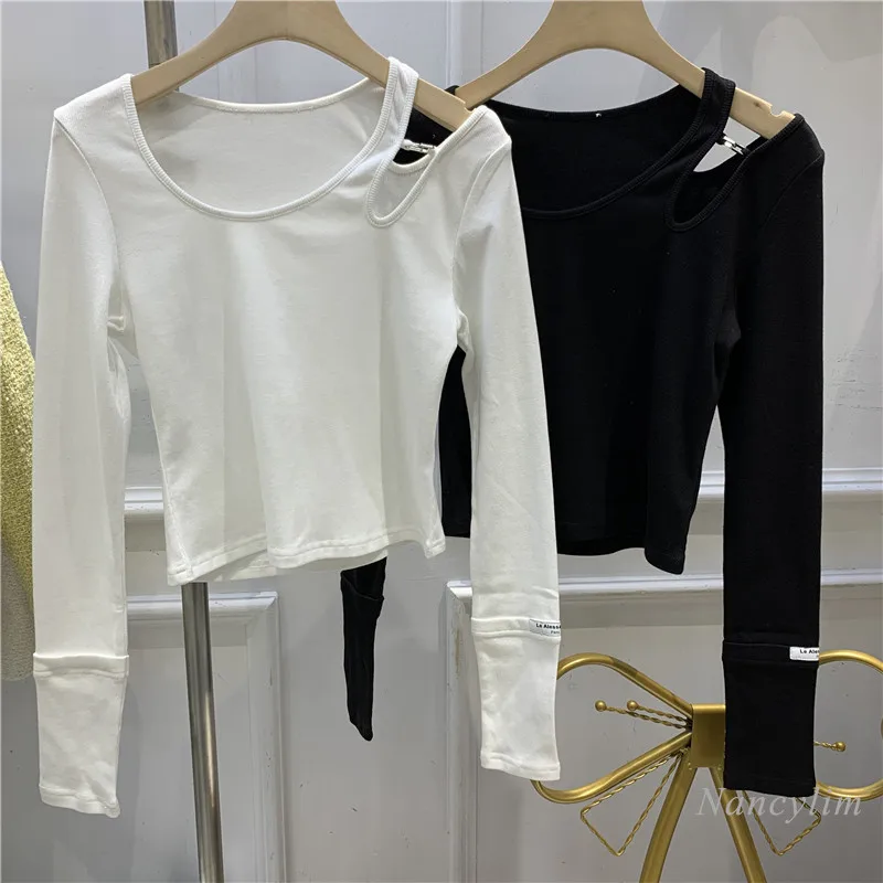 Autumn Long Sleeve T-Shirt for Women New Fashion Slim-Fit Sexy Hollow Out Off-Shoulder Skinny Tees Crop Top White Black
Autumn Long Sleeve T-Shirt for Women New Fashion Slim-Fit Sexy Hollow Out Off-Shoulder Skinny Tees Crop Top White Black