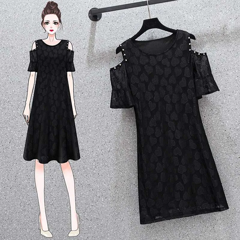 5XL Plus Size Women Beading Off the Shoulder Lace Dress Summer 2021 Heart Flocking Short Sleeve Loose Casual Black Mesh Dresses
5XL Plus Size Women Beading Off the Shoulder Lace Dress Summer 2021 Heart Flocking Short Sleeve Loose Casual Black Mesh Dresses