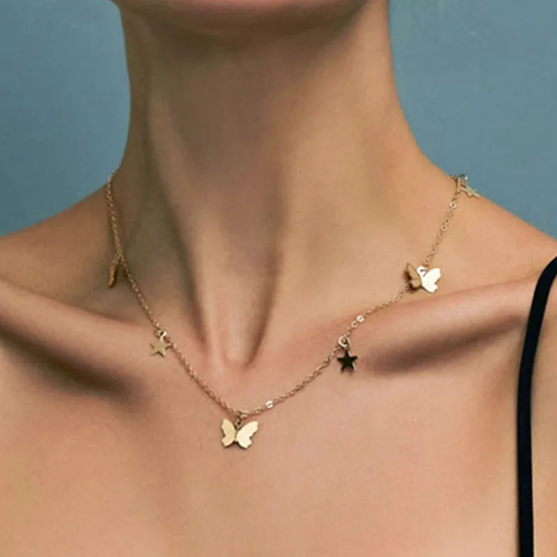 Animal Butterfly Star Clavicle Necklace for Women Vintage Gold Alloy Choker Necklace Fashionable Bohemian Jewelry 
Animal Butterfly Star Clavicle Necklace for Women Vintage Gold Alloy Choker Necklace Fashionable Bohemian Jewelry