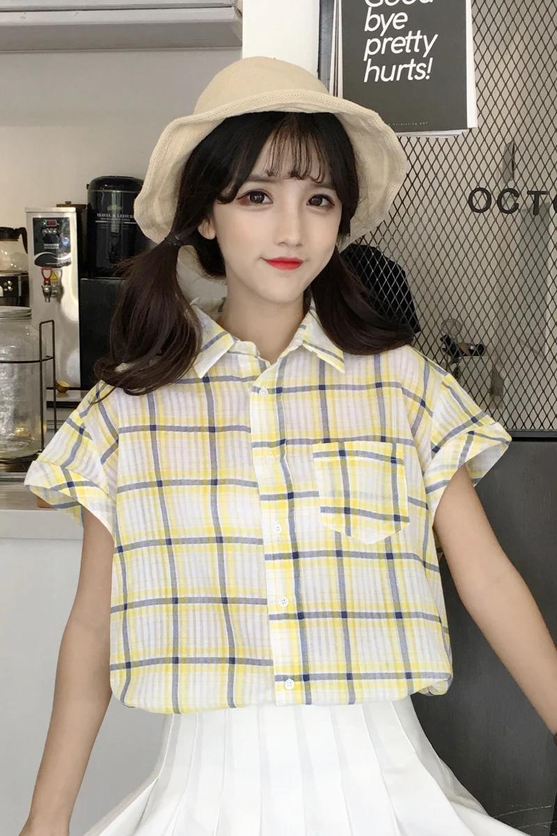 Houthion Chiffon Loose Women's Blouses New Casual Blouse Fashion Short Sleeve Top Plaid Printing Polo Shirt Summer
Houthion Chiffon Loose Women's Blouses New Casual Blouse Fashion Short Sleeve Top Plaid Printing Polo Shirt Summer