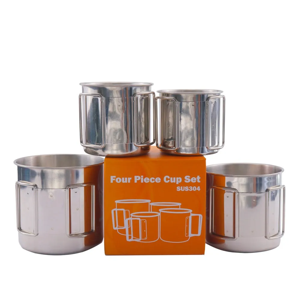 4pcs Camping Cups Kits Stackable Drinking Water Cups Mugs With Foldable Handles Stainless Steel For Home Outdoor Camping Picnic
4pcs Camping Cups Kits Stackable Drinking Water Cups Mugs With Foldable Handles Stainless Steel For Home Outdoor Camping Picnic