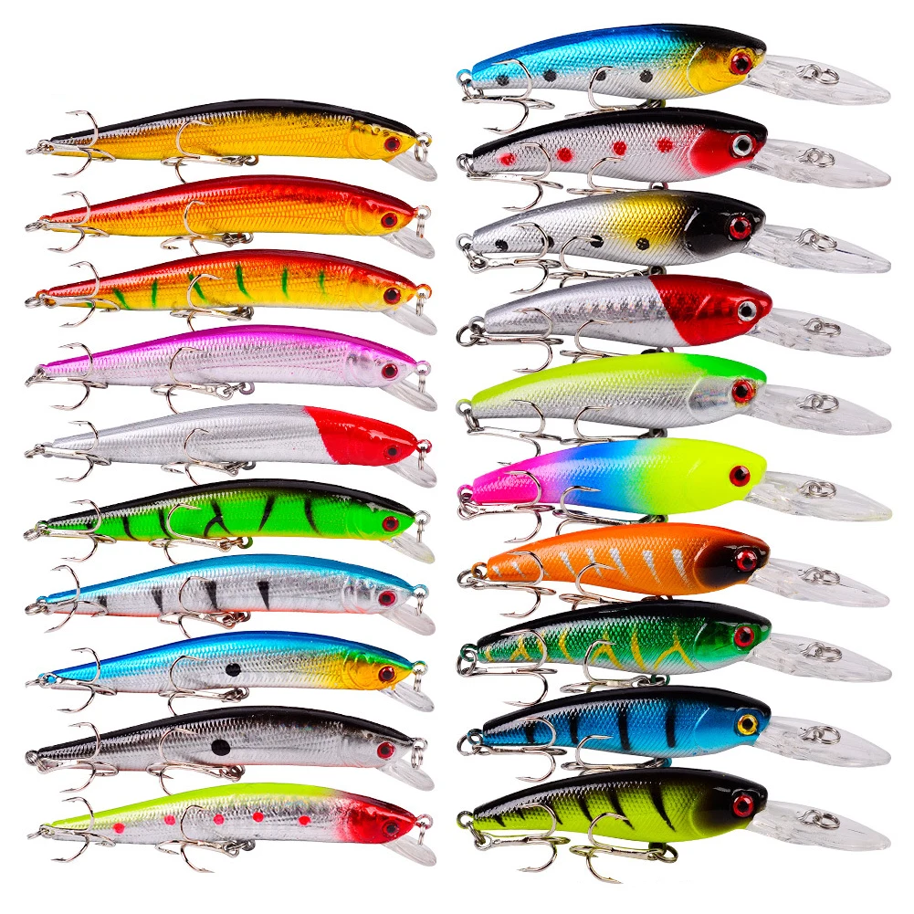 20pcs Fishing Lure Set Hard Bait Minnow Floating Artificial Fishing Lures Kit with Hook for Saltwater Freshwater Fishing Tackle
20pcs Fishing Lure Set Hard Bait Minnow Floating Artificial Fishing Lures Kit with Hook for Saltwater Freshwater Fishing Tackle