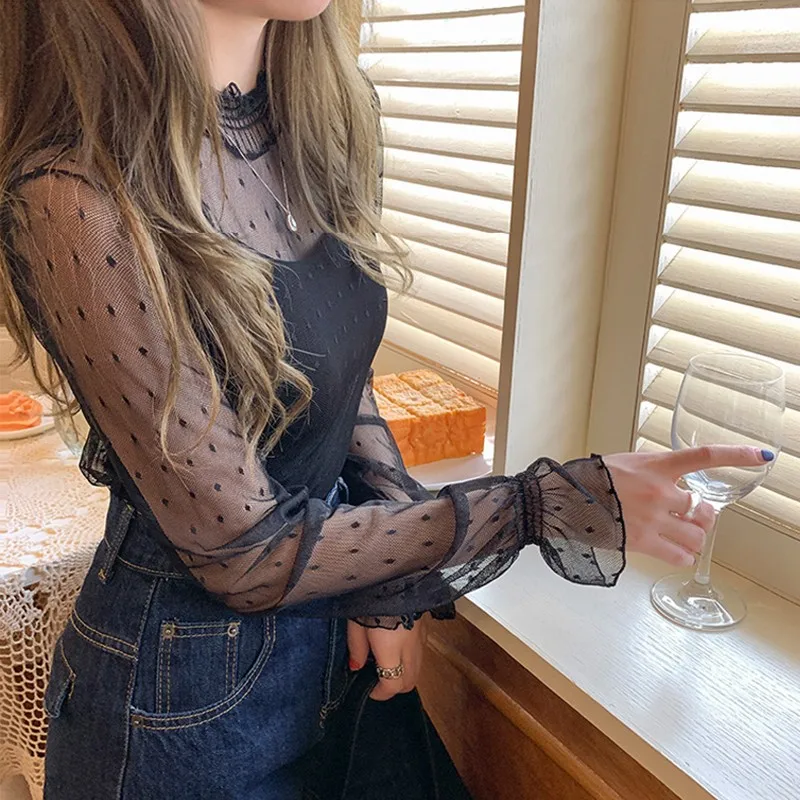 Женский прозрачный кружевной топ в горошек, элегантный белый ажурный офисный сарафан с длинным рукавом, весна-лето
Женский прозрачный кружевной топ в горошек, элегантный белый ажурный офисный сарафан с длинным рукавом, весна-лето