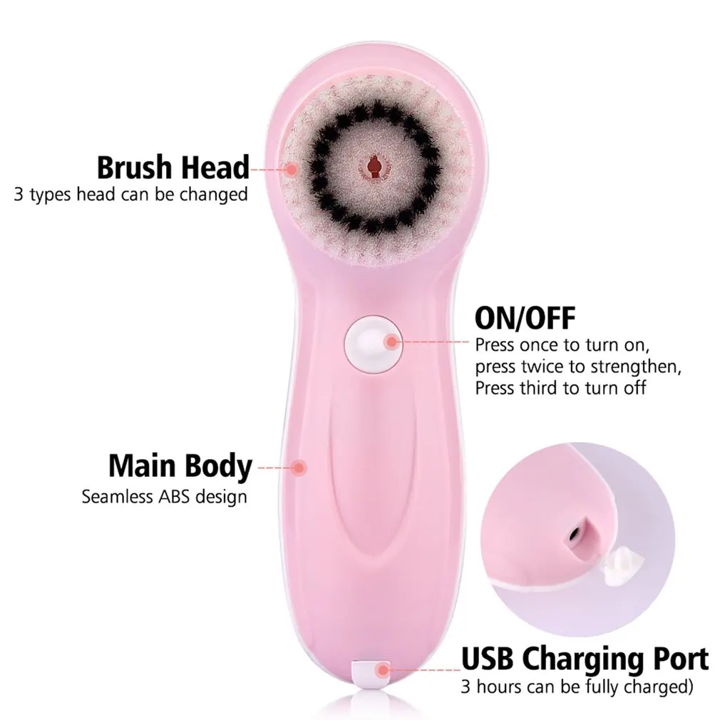 3 Heads / Set Multifunctional Electric Face Cleanser Usb Rechargeable Facial Washing Brush Machine Face Skin Care Tools
3 Heads / Set Multifunctional Electric Face Cleanser Usb Rechargeable Facial Washing Brush Machine Face Skin Care Tools