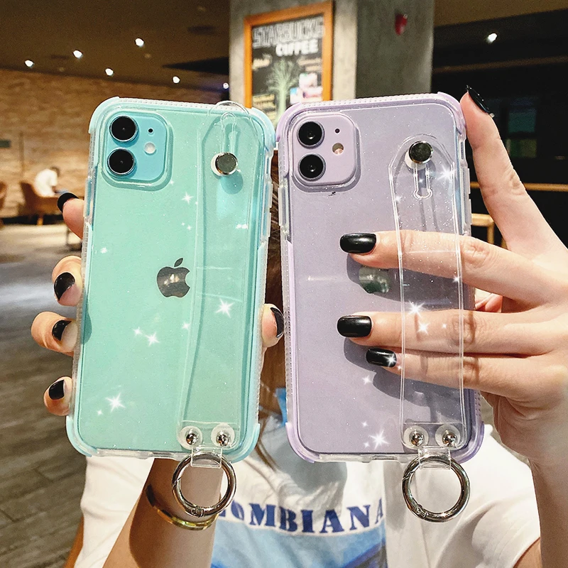 Glitter Powder Holder Wrist Strap Phone Case For iPhone 12 Pro Max Mini 11 X XR XS 7 8 Plus SE Transparent Soft Shockproof Cover
Glitter Powder Holder Wrist Strap Phone Case For iPhone 12 Pro Max Mini 11 X XR XS 7 8 Plus SE Transparent Soft Shockproof Cover