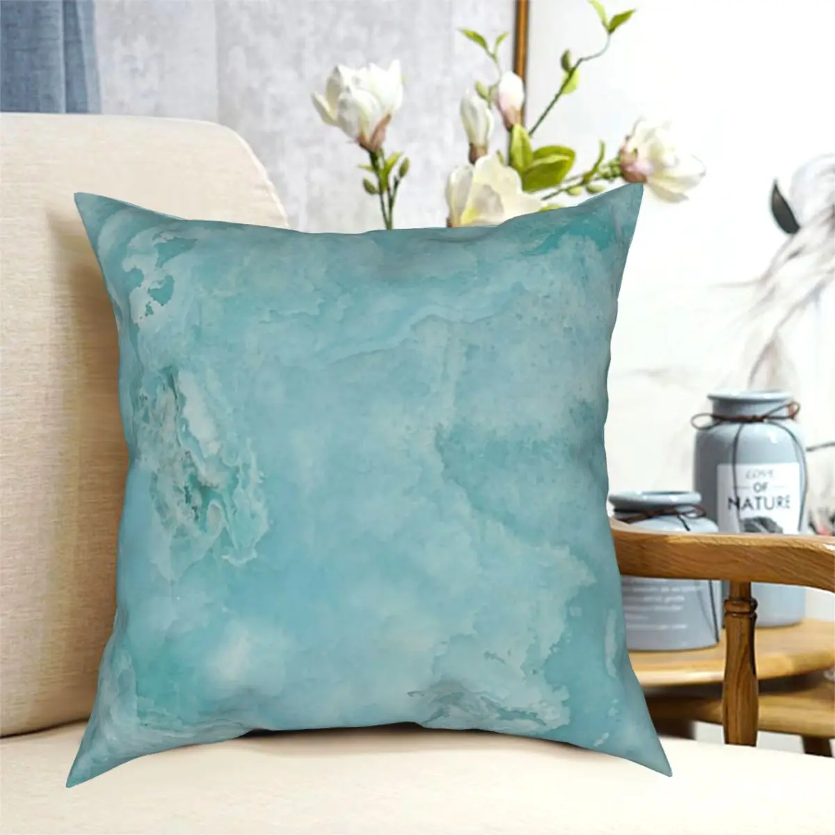 

Aqua Turquoise Turquoise Sea Marble Pillow Cushion Cover Decorative Pillowcases Case Home Sofa Cushions 40x40,45x45cm