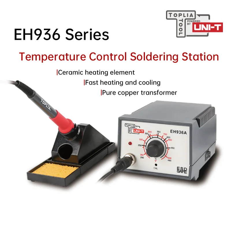 UNI-T Soldering Station EH936A/EH936B Pure Copper Transformer Ceramic Heating Core Temperature Control Welding Rework Station
UNI-T Soldering Station EH936A/EH936B Pure Copper Transformer Ceramic Heating Core Temperature Control Welding Rework Station