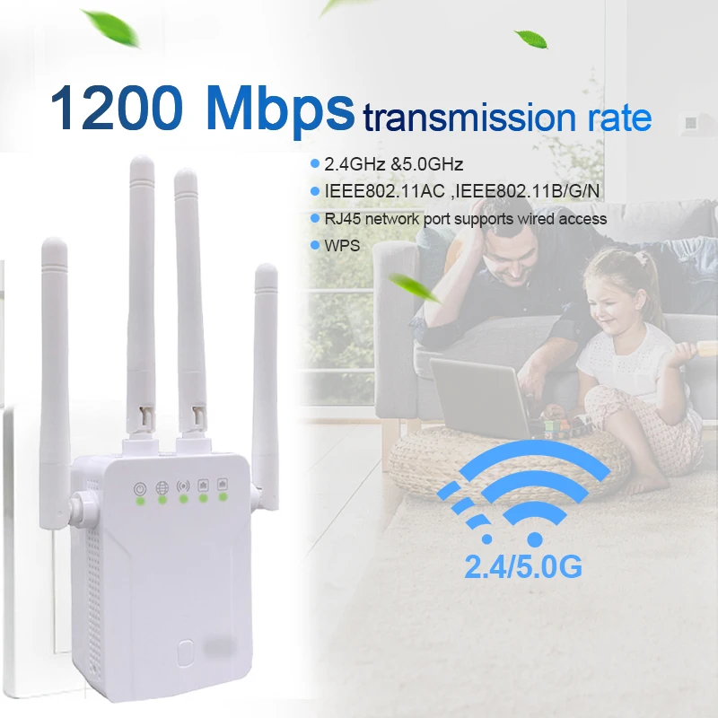 TENROW 1200M Dual Band 2.4GHz/5GHz Wifi Repeater Amplifier Router WiFi With 4 External Antennas AP Booster English Firmware
TENROW 1200M Dual Band 2.4GHz/5GHz Wifi Repeater Amplifier Router WiFi With 4 External Antennas AP Booster English Firmware
