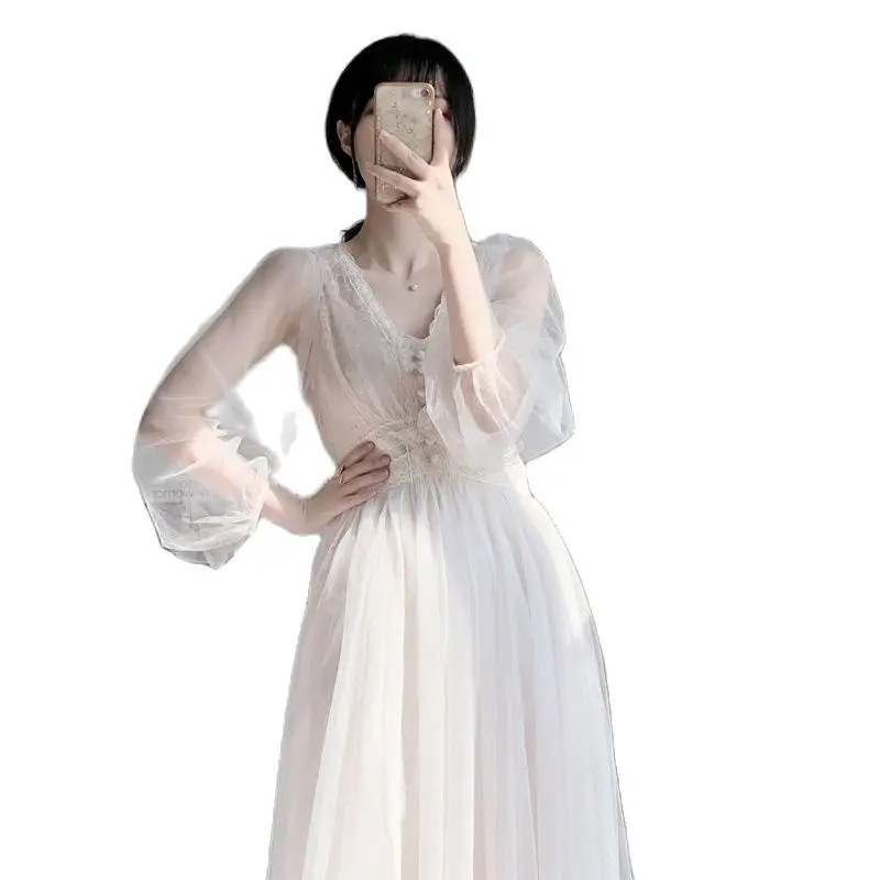 Dress Long Lace Gauze Chiffon Children xia chao Fairy MORI Series Autumn And Winter 2021 New Style WOMEN'S Spring 
Dress Long Lace Gauze Chiffon Children xia chao Fairy MORI Series Autumn And Winter 2021 New Style WOMEN'S Spring