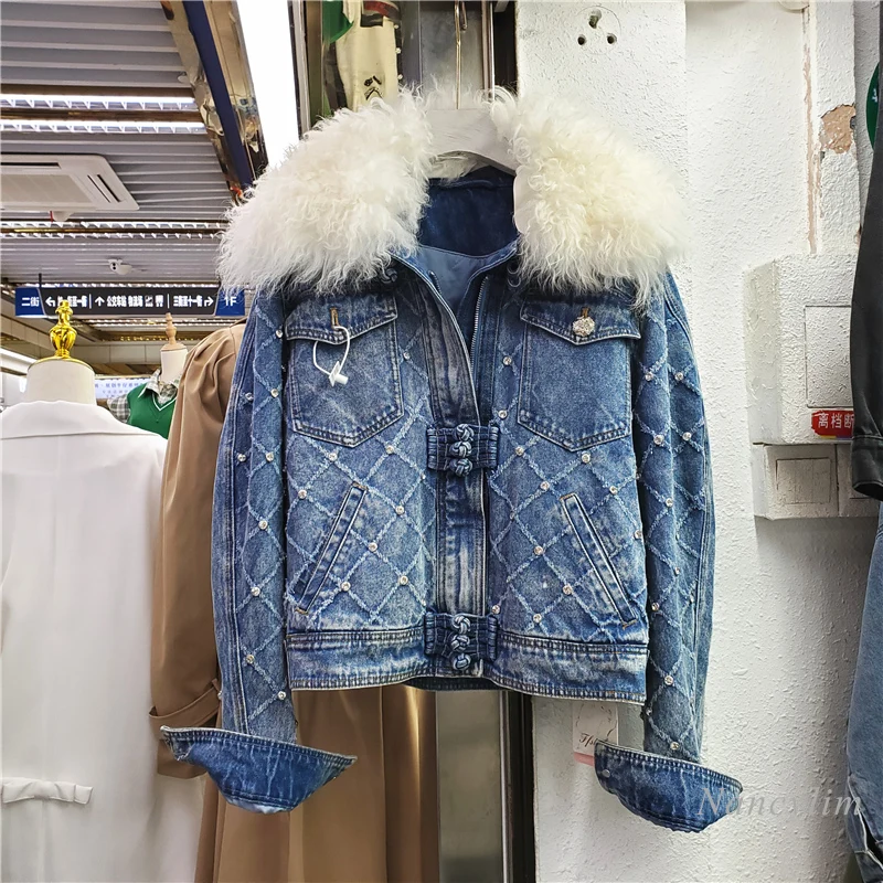 Genuine Fur Collar Parka Women 2021 Autumn and Winter New Heavy Industry Rhinestone Thickened Cotton-Padded Coat Femme
Genuine Fur Collar Parka Women 2021 Autumn and Winter New Heavy Industry Rhinestone Thickened Cotton-Padded Coat Femme