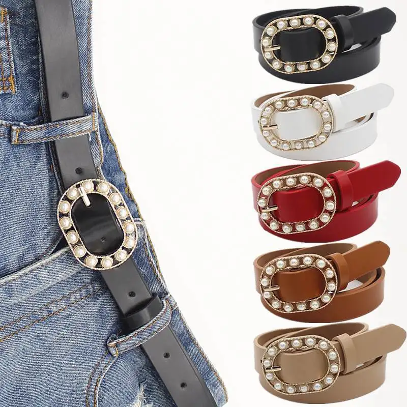 Leisure Women Belt New Design Faux Leather Pin Buckle Waistband Pearl Inlay Oval Buckle Belts For Women Dress Jeans Accessories
Leisure Women Belt New Design Faux Leather Pin Buckle Waistband Pearl Inlay Oval Buckle Belts For Women Dress Jeans Accessories