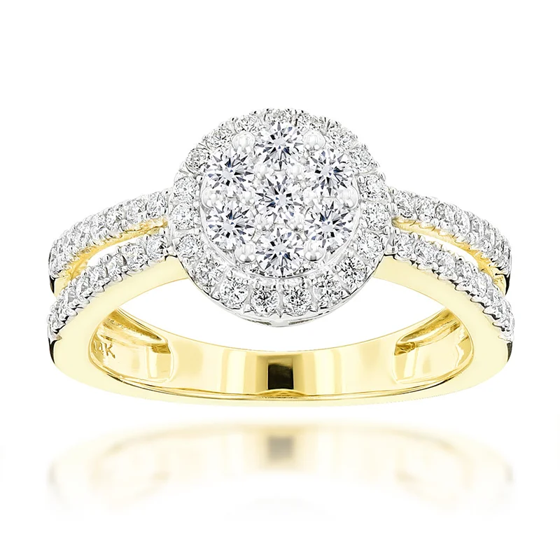 Hot Sale Women's Gold Color Inlaid Round Crystal Rhinestone Zircon Female Metal Ring for Wedding Engagement Jewelry
Hot Sale Women's Gold Color Inlaid Round Crystal Rhinestone Zircon Female Metal Ring for Wedding Engagement Jewelry