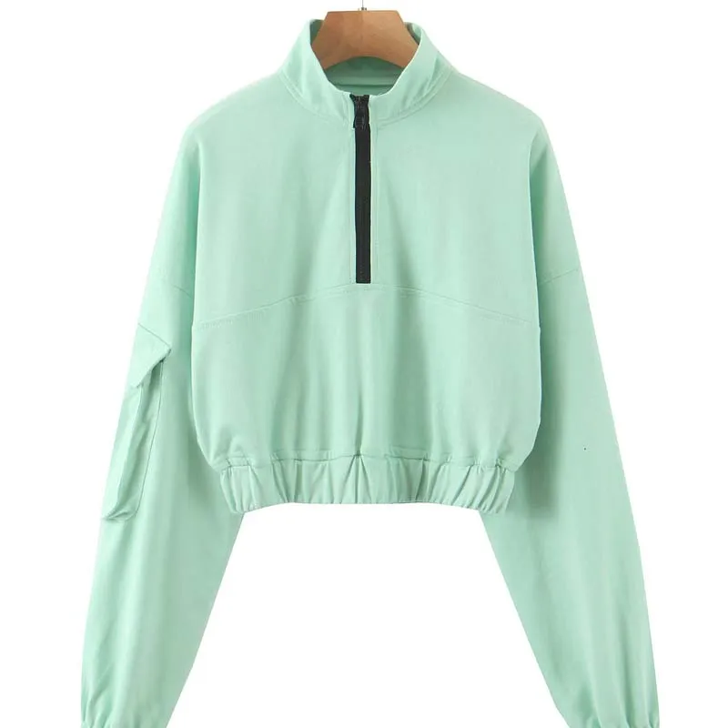 Sweatshirts Long Sleeve Light Green Short Sweatshirts For Casual Wearing Pullovers Zipper Solid Color Pocket Decoration
Sweatshirts Long Sleeve Light Green Short Sweatshirts For Casual Wearing Pullovers Zipper Solid Color Pocket Decoration