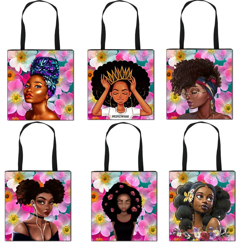 Cartoon Afro Brown Girls Print Handbag Women Flowers BackgrounTotes Bags Latina Af Lady Shopping Bag Cute Female Shoulder Bag
Cartoon Afro Brown Girls Print Handbag Women Flowers BackgrounTotes Bags Latina Af Lady Shopping Bag Cute Female Shoulder Bag