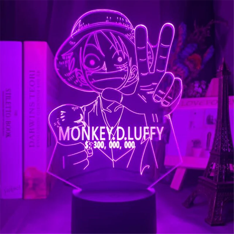 Аниме One Piece Luffy фигурка акриловый 3D ночник светодиодный светильник Luminaria