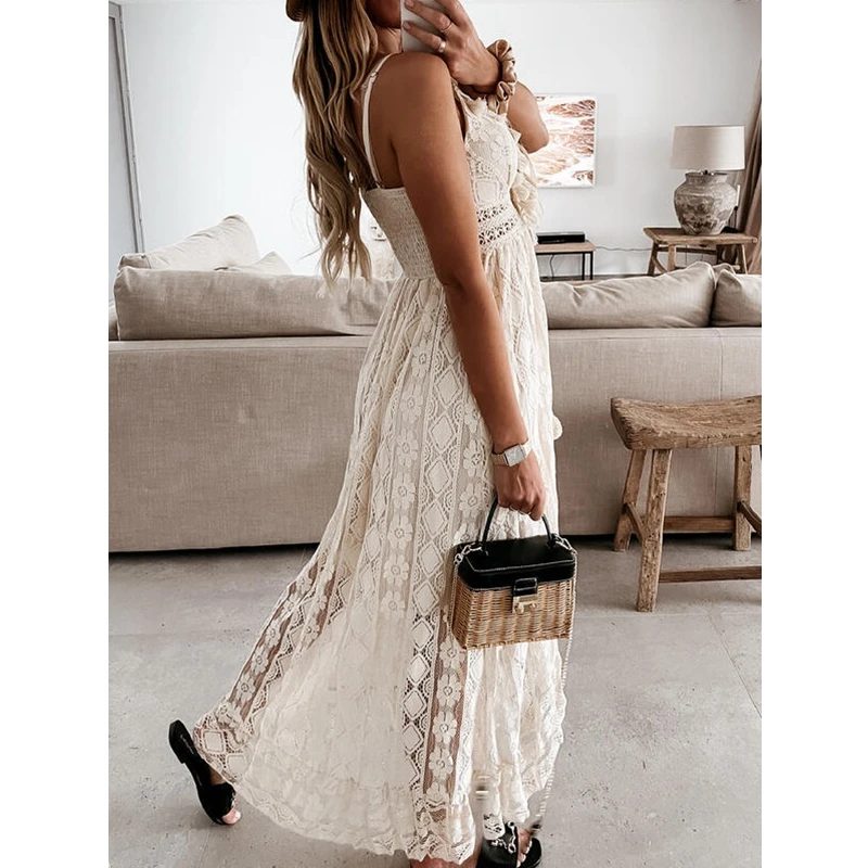 Mandylandy Dress Summer Tassel Dress Women's Sexy V-neck Spaghetti Strap Hollow Out Solid Color Stitching Irregular Dress 
Mandylandy Dress Summer Tassel Dress Women's Sexy V-neck Spaghetti Strap Hollow Out Solid Color Stitching Irregular Dress