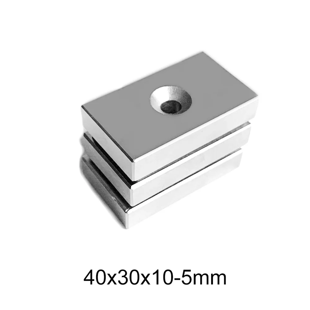 

1/2/5 шт. 40x30x10-5 N35 блок неодимовый магнит отверстие 5 мм постоянные магниты 40x30x10 квадратный мощный магнит мощный 40*30*10 мм