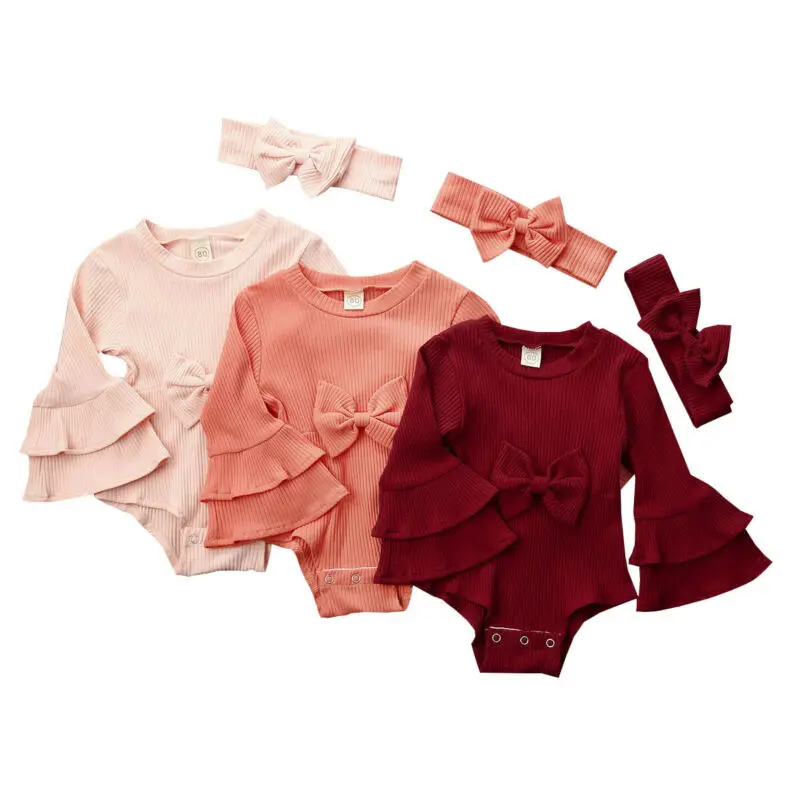 Baby Spring Autumn Clothing Newborn Infant Baby Girl Knit Ruffle Flare Sleeve Bodysuit Bow Ribbed Solid Jumpsuit Headband
Baby Spring Autumn Clothing Newborn Infant Baby Girl Knit Ruffle Flare Sleeve Bodysuit Bow Ribbed Solid Jumpsuit Headband