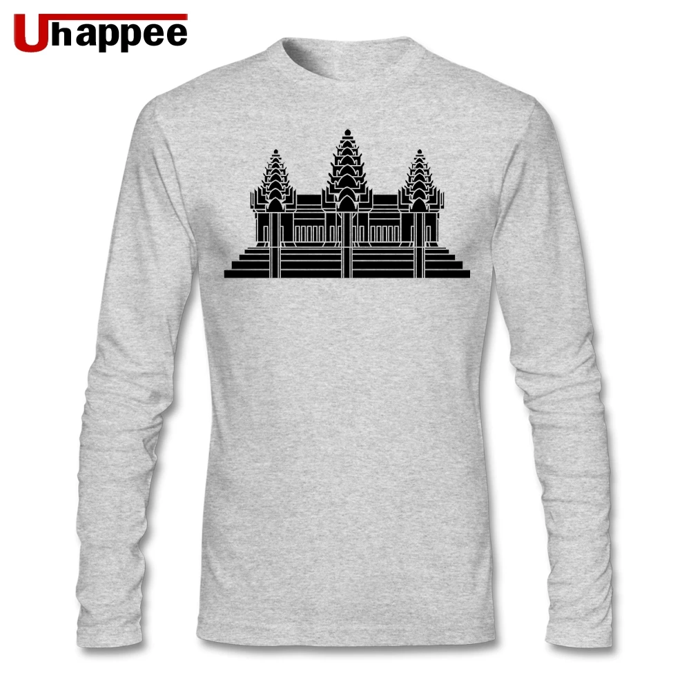 Angkor Wat Khmer Камбоджийский флаг Мужская Повседневная футболка с длинным рукавом на