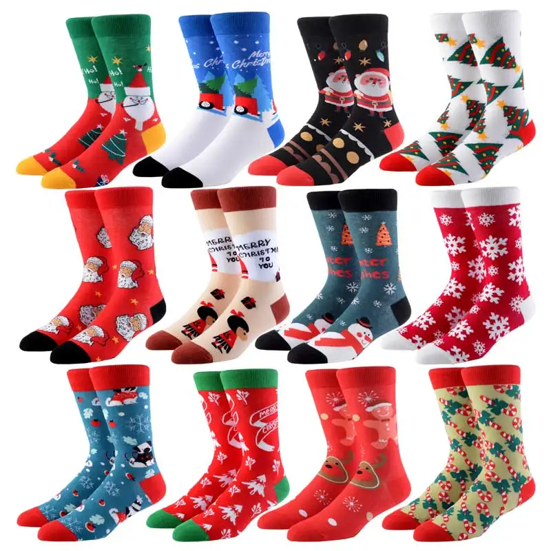 

Women Christmas Socks Cotton Cartoon Men Gift Pine Tree Cute Santa Claus Elk Snow Funny Sock Winter Harajuku Happy New Year