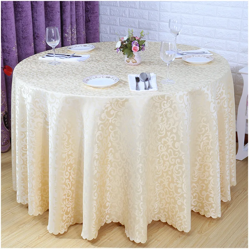 

Polyester Jacquard Tablecloth Hotel Wedding Banquet Party Decoration Round White Table Covers Table Overlays Home Decor