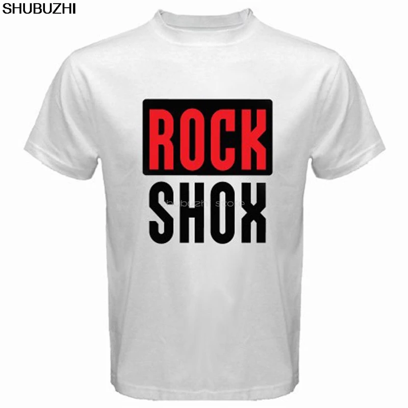 ROCK SHOX логотип Маутейн MTB Байкер Bicycler мужская белая черная футболка евро размер