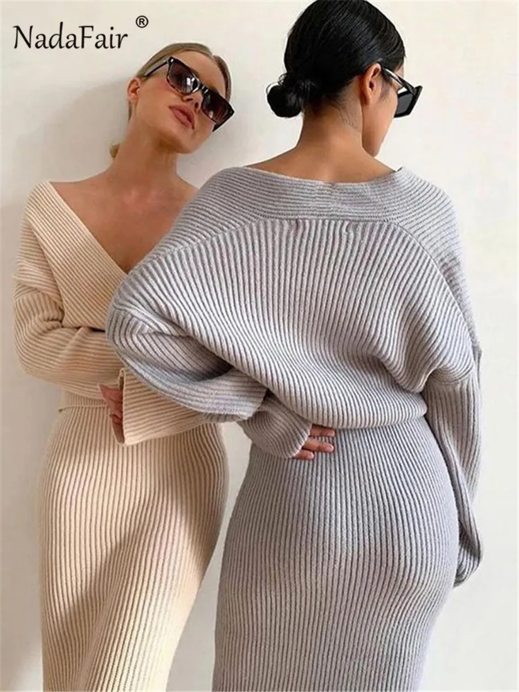 Nadafair/вязаные женские юбки, модные пуловеры с длинными рукавами и Юбки миди, осенне-зимний комплект из двух предметов, женский свитер, костюм
Nadafair/вязаные женские юбки, модные пуловеры с длинными рукавами и Юбки миди, осенне-зимний комплект из двух предметов, женский свитер, костюм