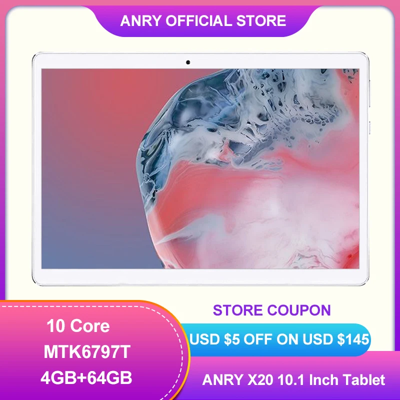 

Original ANRY X20 10.1 Inch Tablets 10 Core MTK6797T 8000mAh 4GB RAM 64GB ROM 1920x1200 FHD Display 13MP Dual Cameral Tablet 10