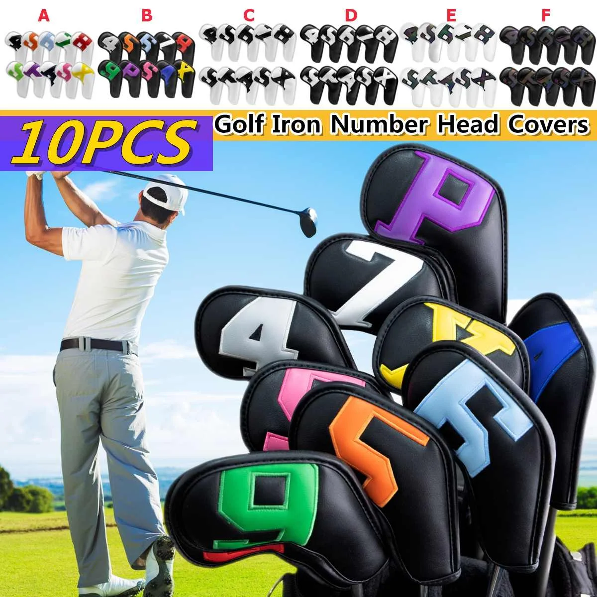 10Pcs Golf Club Head PU Leather Covers Iron Golf Putter Protective Head Cover Golf Putter Headcover Set Outdoor Sports Golf
10Pcs Golf Club Head PU Leather Covers Iron Golf Putter Protective Head Cover Golf Putter Headcover Set Outdoor Sports Golf