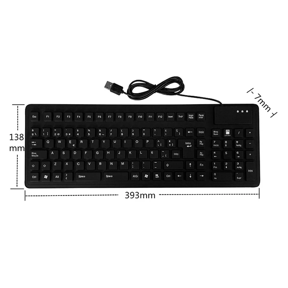 Spanish Keyboard USB Wired 105 Keys Foldable Soft Silicone Waterproof Dustproof Keyboard For Desktop Computer Laptop
Spanish Keyboard USB Wired 105 Keys Foldable Soft Silicone Waterproof Dustproof Keyboard For Desktop Computer Laptop