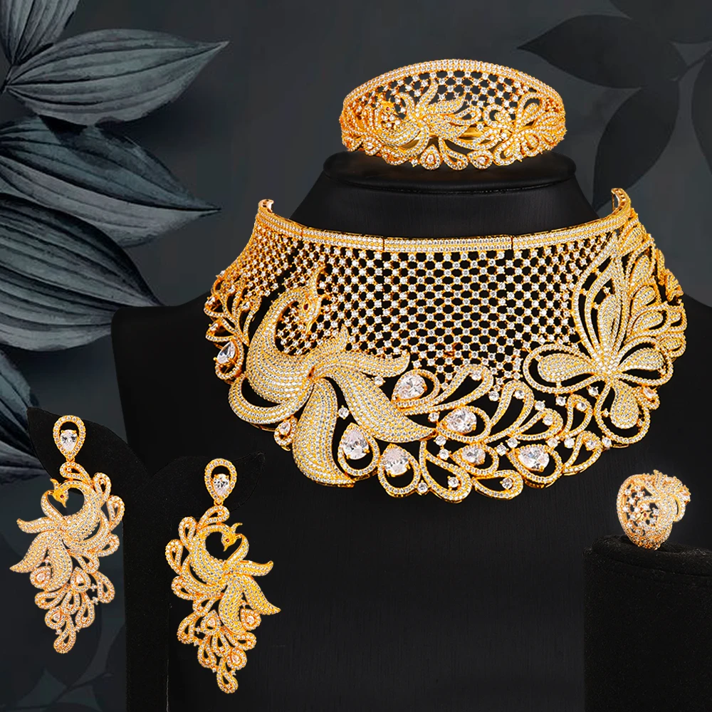 Blachette Jewel Luxury Statement Big Necklace Earring Bangle Ring Sets Dubai Jewelry Sets For Women Cubic Zircon Wedding Bridal
Blachette Jewel Luxury Statement Big Necklace Earring Bangle Ring Sets Dubai Jewelry Sets For Women Cubic Zircon Wedding Bridal