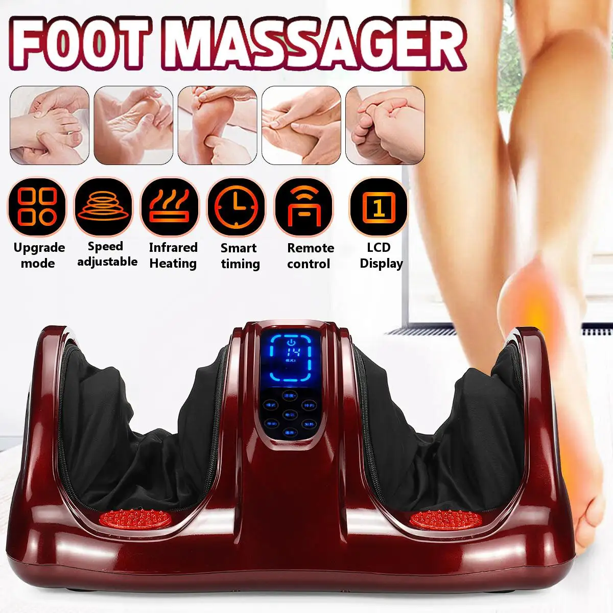 220V Electric Foot Massager Heating Leg Massage Machine Therapy Foot Care Device Foot Kneading Relaxation Tension Relief
220V Electric Foot Massager Heating Leg Massage Machine Therapy Foot Care Device Foot Kneading Relaxation Tension Relief