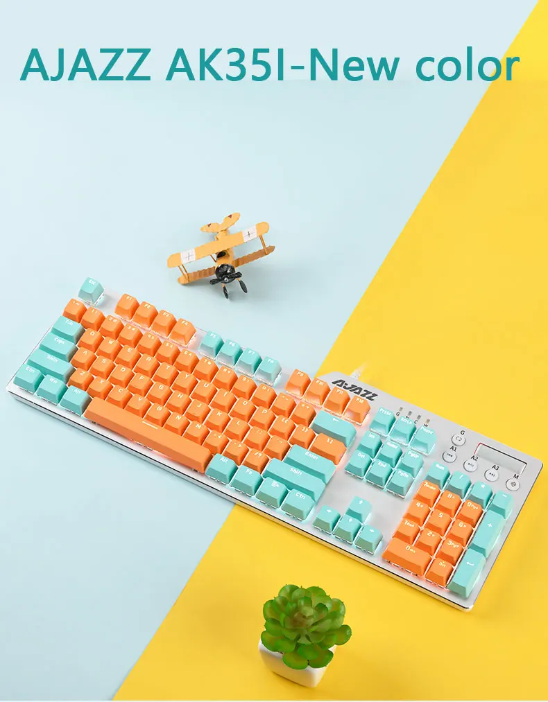 AJAZZ AK35I Mechanical Gaming Keyboard Blue Switches ABS Keycaps Yellow-blue Matching White Backlit Cherry MX Switch 110 Keys
AJAZZ AK35I Mechanical Gaming Keyboard Blue Switches ABS Keycaps Yellow-blue Matching White Backlit Cherry MX Switch 110 Keys