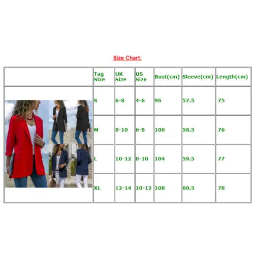 New Women's Casual Slim Blazer Work Wear Comfortable Jacket Coat Ladies Fashion Party Fitted Top Business Coat Solid Color
New Women's Casual Slim Blazer Work Wear Comfortable Jacket Coat Ladies Fashion Party Fitted Top Business Coat Solid Color