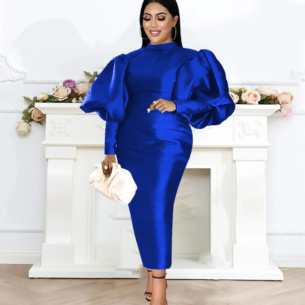 Plus Size Party Dresses Blue Long Puff Sleeve High Waist Tunics Bodycon Ankle Length Office Lady Elegant Prom Event Club Dress
Plus Size Party Dresses Blue Long Puff Sleeve High Waist Tunics Bodycon Ankle Length Office Lady Elegant Prom Event Club Dress
