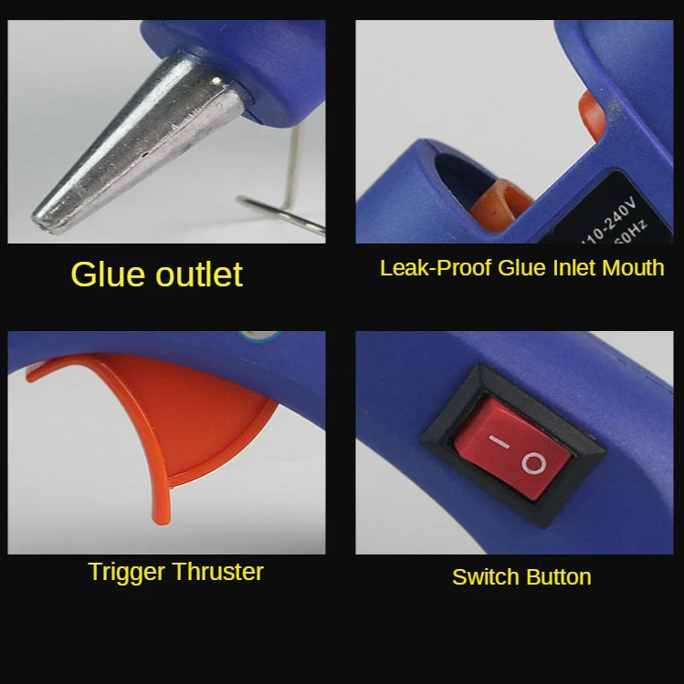 220V Hot melt glue gun 20W glue gun with switch hot melt glue gun with blue indicator light mini small glue gun
220V Hot melt glue gun 20W glue gun with switch hot melt glue gun with blue indicator light mini small glue gun