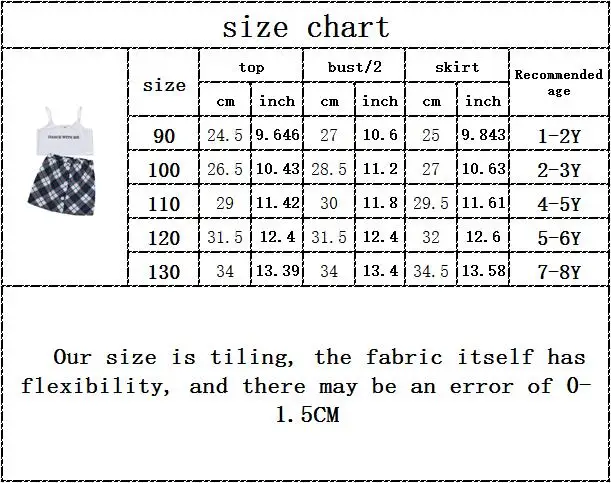 Fashion Girls Summer Off Shoulder Letter Tops Vest Plaid Button Skirts Toddler Kids Baby Clothes Sets 2pcs Children Costume 1-8Y
Fashion Girls Summer Off Shoulder Letter Tops Vest Plaid Button Skirts Toddler Kids Baby Clothes Sets 2pcs Children Costume 1-8Y