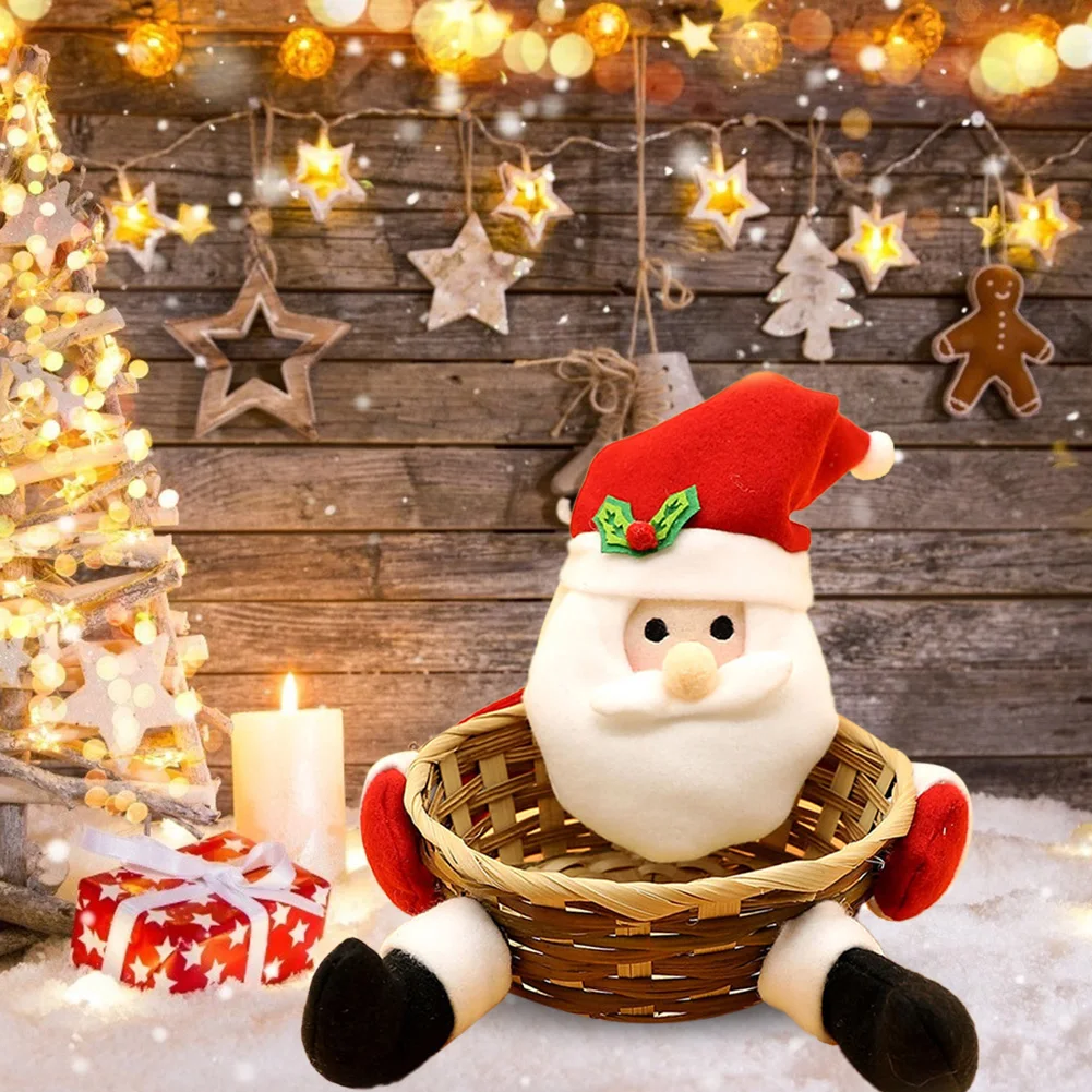 Christmas Candy Bamboo Basket Gift Storage Bag Santa Claus Snowman Elk Doll Xmas Table Setting New Year Decoration Children Gift 
Christmas Candy Bamboo Basket Gift Storage Bag Santa Claus Snowman Elk Doll Xmas Table Setting New Year Decoration Children Gift